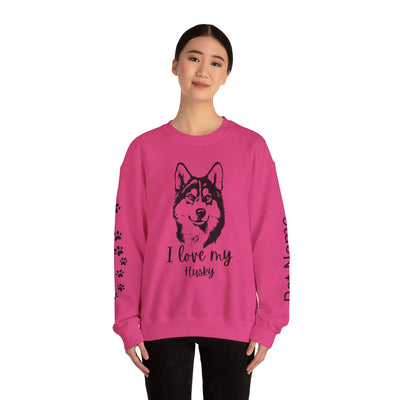 Husky Lover Sweatshirt, Pet's Name Personalized Gift Idea, Husky Dog Owner Apparel, Custom Dog Paw Print Jumper, Comfy Crewneck - NOTALIFY