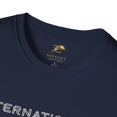 Navy blue unisex softstyle t-shirt celebrating International Youth Day, made of 100% ring-spun cotton with a classic crew neckline.
