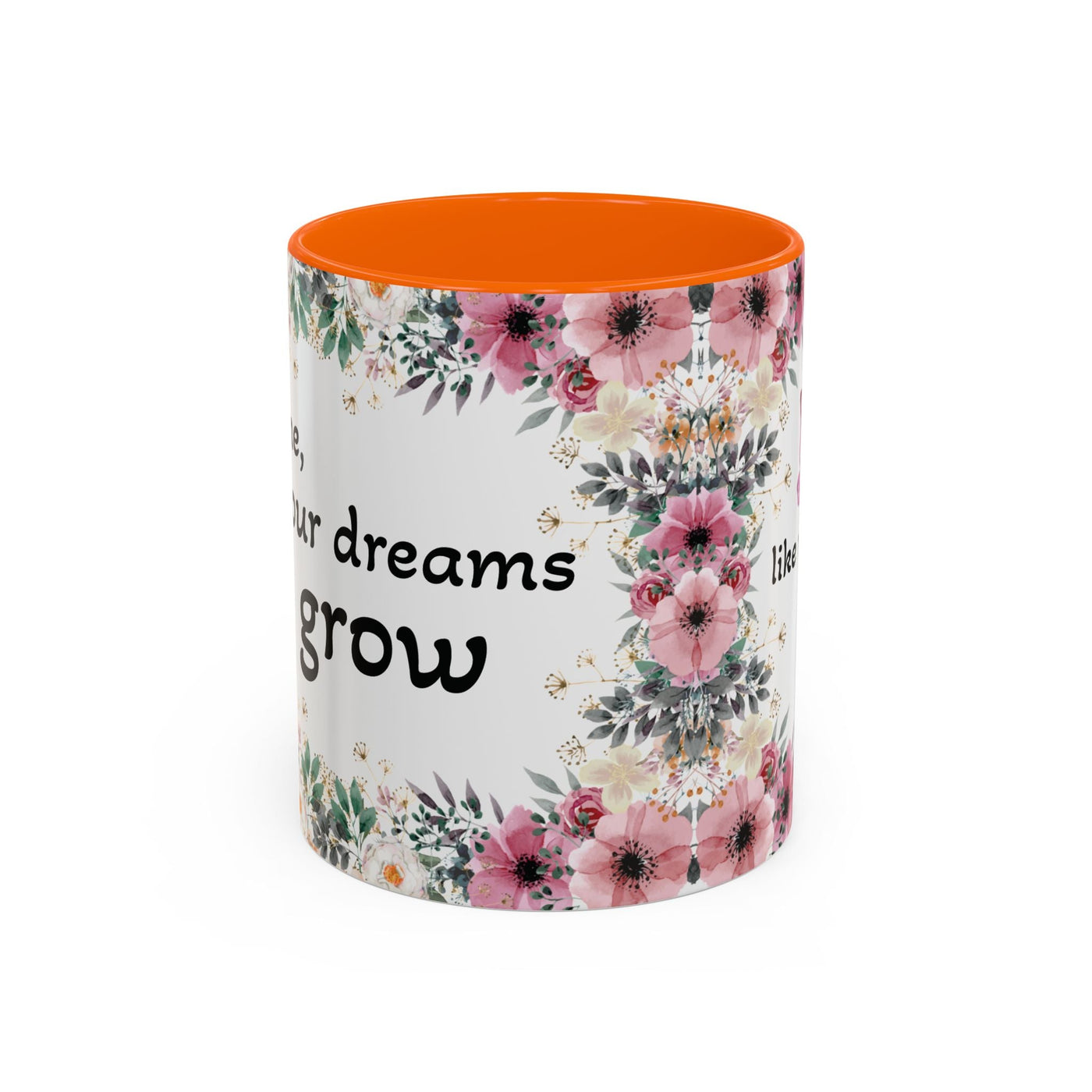 Inspirational quote mug with floral design, perfect for garden and wildflower lovers.