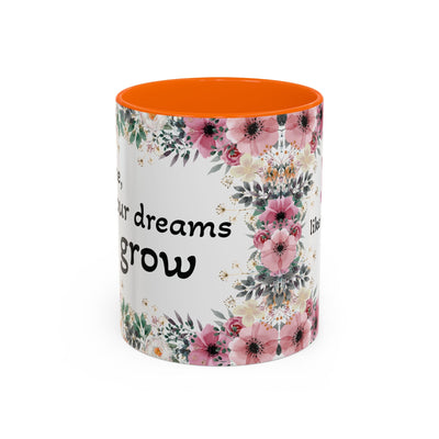 Inspirational quote mug with floral design, perfect for garden and wildflower lovers.