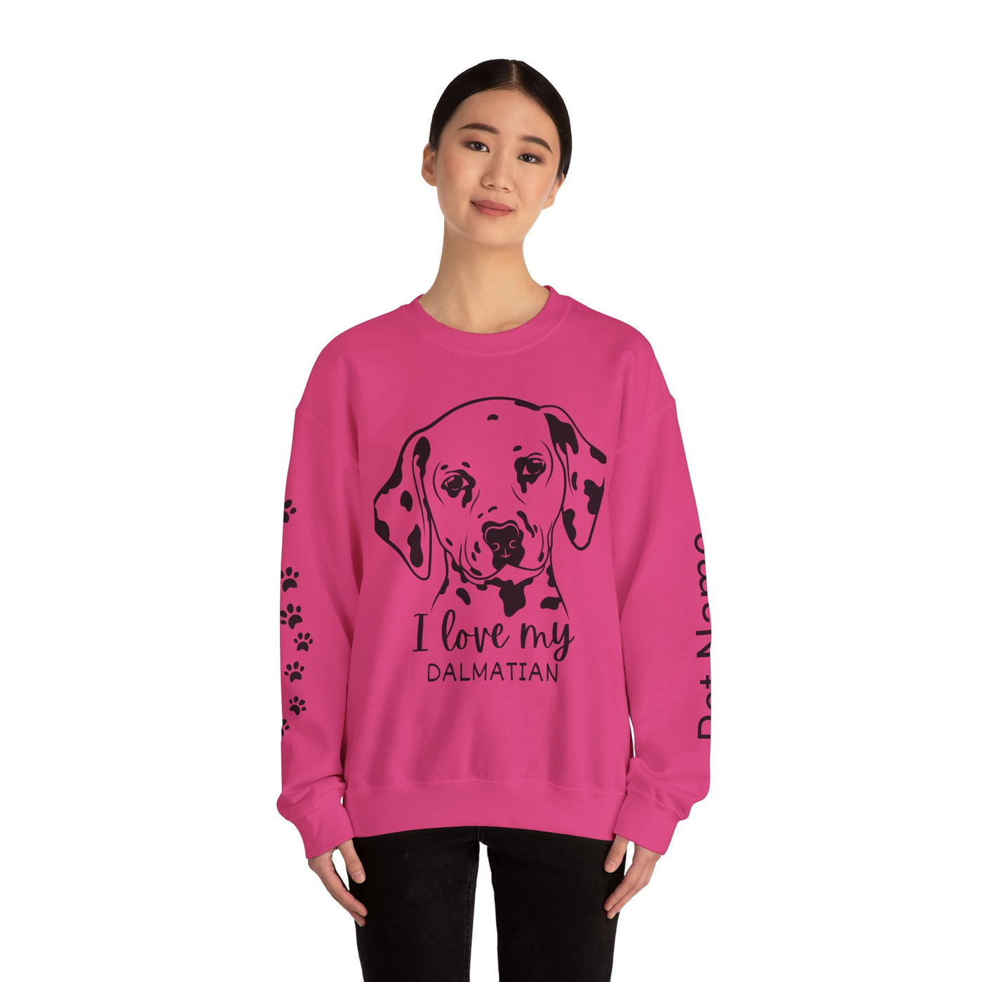 Damatian Dog Lover Sweatshirt, Pet's Name Personalized Gift Idea, Frenchie Dog Owner Apparel, Custom Dog Paw Print Jumper, Comfy Crewneck