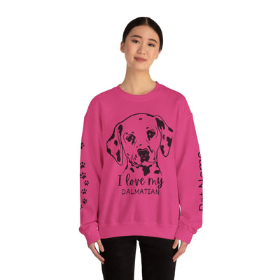 Damatian Dog Lover Sweatshirt, Pet's Name Personalized Gift Idea, Frenchie Dog Owner Apparel, Custom Dog Paw Print Jumper, Comfy Crewneck
