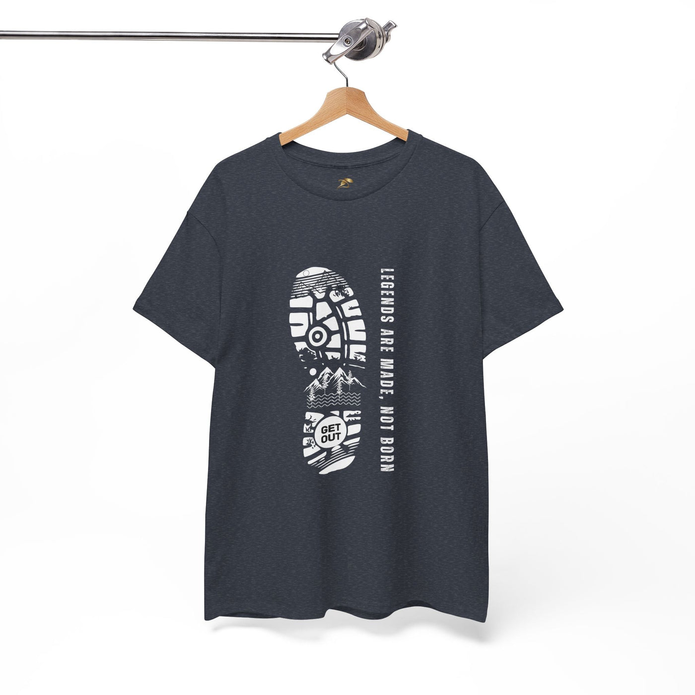 Unisex heavy cotton tee with "Legends are made NOT BORN" graphic print.