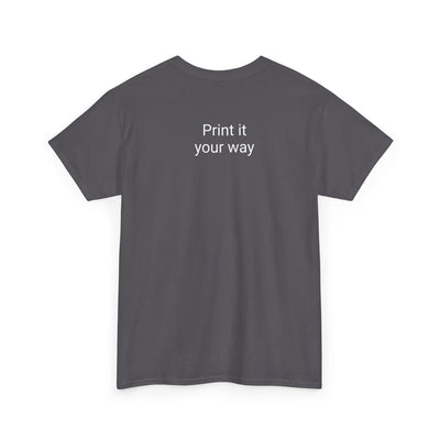 Expresso Yourself coffee T-shirt with steaming espresso cup design and witty fuel gauge style.