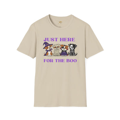 NOTALIFY Just Here for the Boo Dog Halloween TEE | Cute Puppy Costume | Soft Cotton | Fun Fall Outfit for Kids & Adults