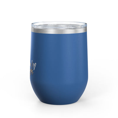 Positive Affirmation Wine Tumbler, 12oz stainless steel, blue with "You're enough" design, double-wall insulated.