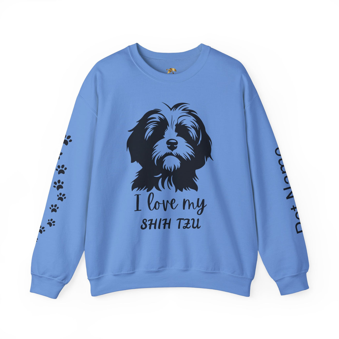 Shih Tzu Dog Lover Sweatshirt, Pet's Name Personalized Gift Idea, Frenchie Dog Owner Apparel, Custom Dog Paw Print Jumper, Comfy Crewneck
