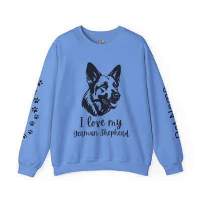German Shepherd Lover Sweatshirt, Pet's Name Personalized, German Shepherd Dog Owner Apparel, Custom Dog Paw Print Jumper, Comfy Crewneck - NOTALIFY