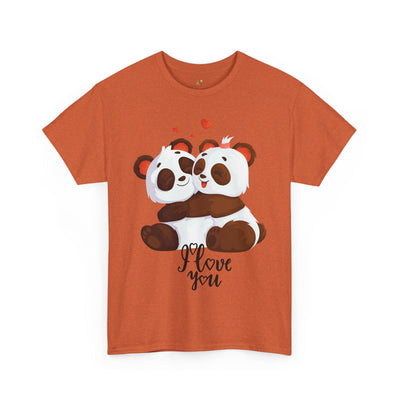 Romantic Panda Tee, Romantic Graphic T-shirt, two panda bears hugging each other with an I love you message - NOTALIFY