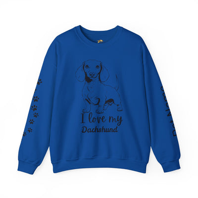 Dachshund Dog Lover Sweatshirt, Pet's Name Personalized Gift Idea, Dachshund Dog Owner Apparel, Custom Dog Paw Print Jumper, Comfy Crewneck - NOTALIFY