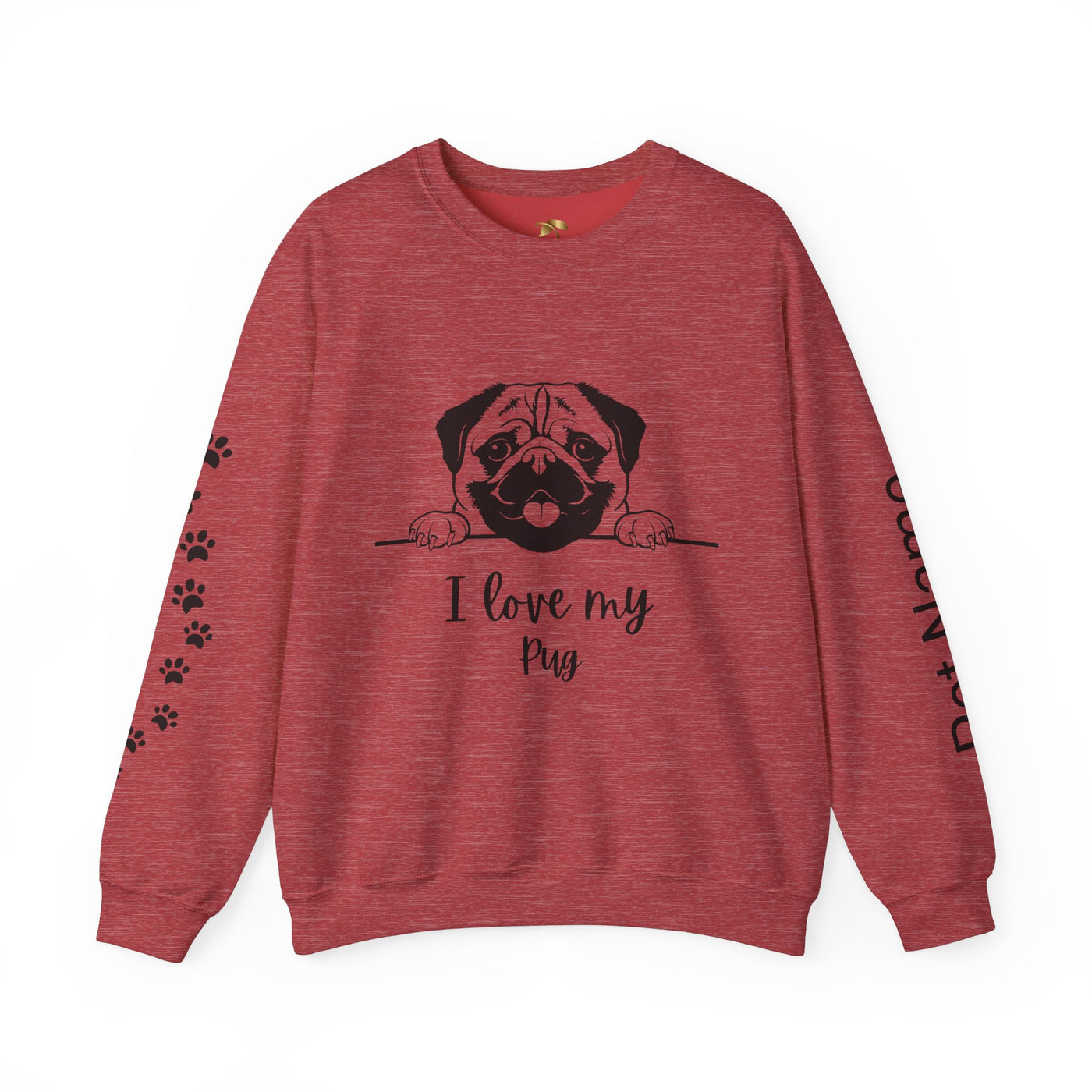 Pug Dog Lover Sweatshirt, Pet's Name Personalized Gift Idea, Pug Dog Owner Apparel, Custom Dog Paw Print Jumper, Comfy Crewneck - NOTALIFY
