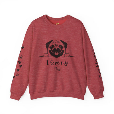 Pug Dog Lover Sweatshirt, Pet's Name Personalized Gift Idea, Pug Dog Owner Apparel, Custom Dog Paw Print Jumper, Comfy Crewneck - NOTALIFY