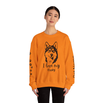 Husky Lover Sweatshirt, Pet's Name Personalized Gift Idea, Husky Dog Owner Apparel, Custom Dog Paw Print Jumper, Comfy Crewneck - NOTALIFY
