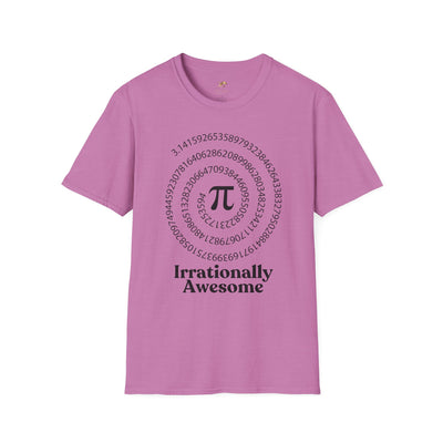 Pi Day Unisex Softstyle T-Shirt, Math Geek Gift, Irrationally Awesome Tee, March 14 Celebration Shirt, Mathematics Lover Top - NOTALIFY