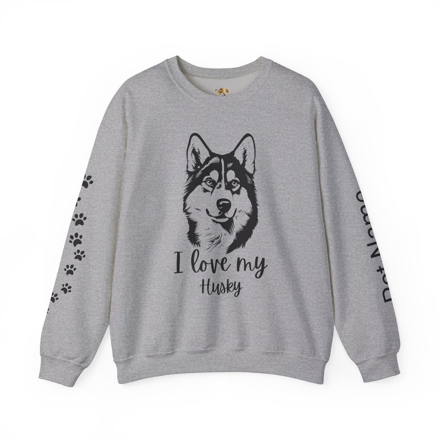 Husky Lover Sweatshirt, Pet's Name Personalized Gift Idea, Husky Dog Owner Apparel, Custom Dog Paw Print Jumper, Comfy Crewneck - NOTALIFY