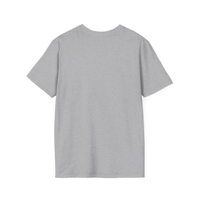 Unisex grey softstyle t-shirt, perfect for 4th of July celebrations, featuring a seamless design for comfort.