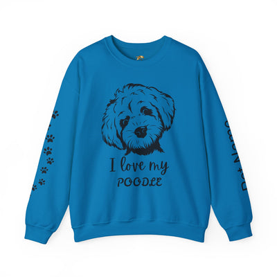 Poodle Dog Lover Sweatshirt, Pet's Name Personalized Gift Idea, Poodle Dog Owner Apparel, Custom Dog Paw Print Jumper, Comfy Crewneck - NOTALIFY