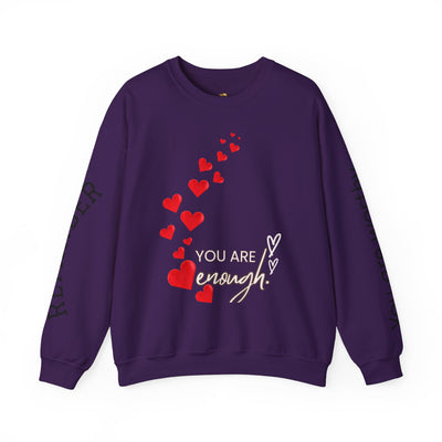 You are Enough Hearts Love Sweatshirt - Unisex Heavy Blend Crewneck, Gift for Him Her, Ultimate Comfort, Every Season, Unisex Sweatshirt - NOTALIFY