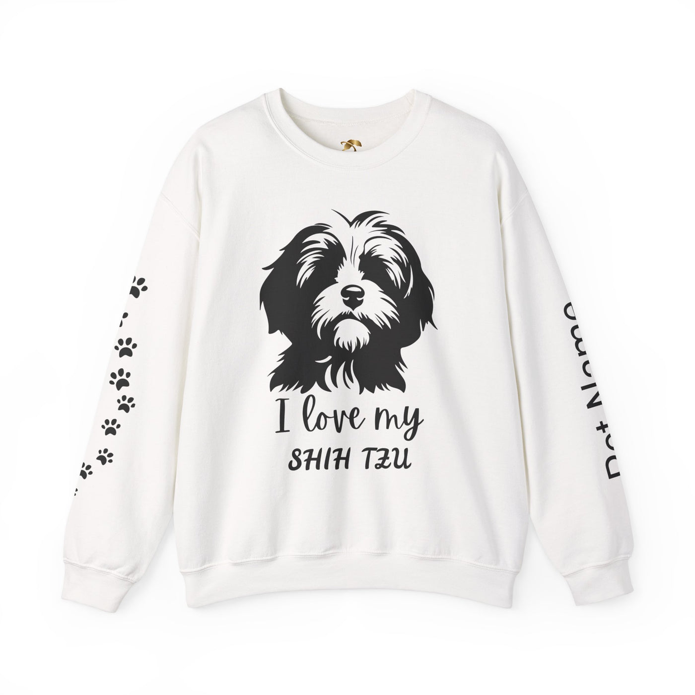 Shih Tzu Dog Lover Sweatshirt, Pet's Name Personalized Gift Idea, Frenchie Dog Owner Apparel, Custom Dog Paw Print Jumper, Comfy Crewneck
