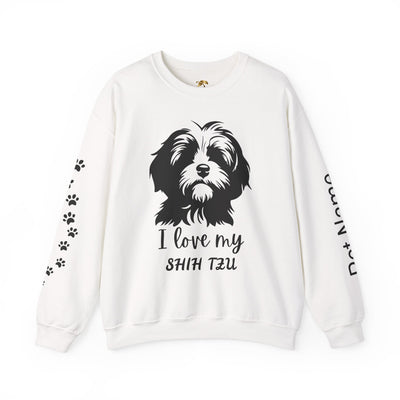 Shih Tzu Dog Lover Sweatshirt, Pet's Name Personalized Gift Idea, Frenchie Dog Owner Apparel, Custom Dog Paw Print Jumper, Comfy Crewneck