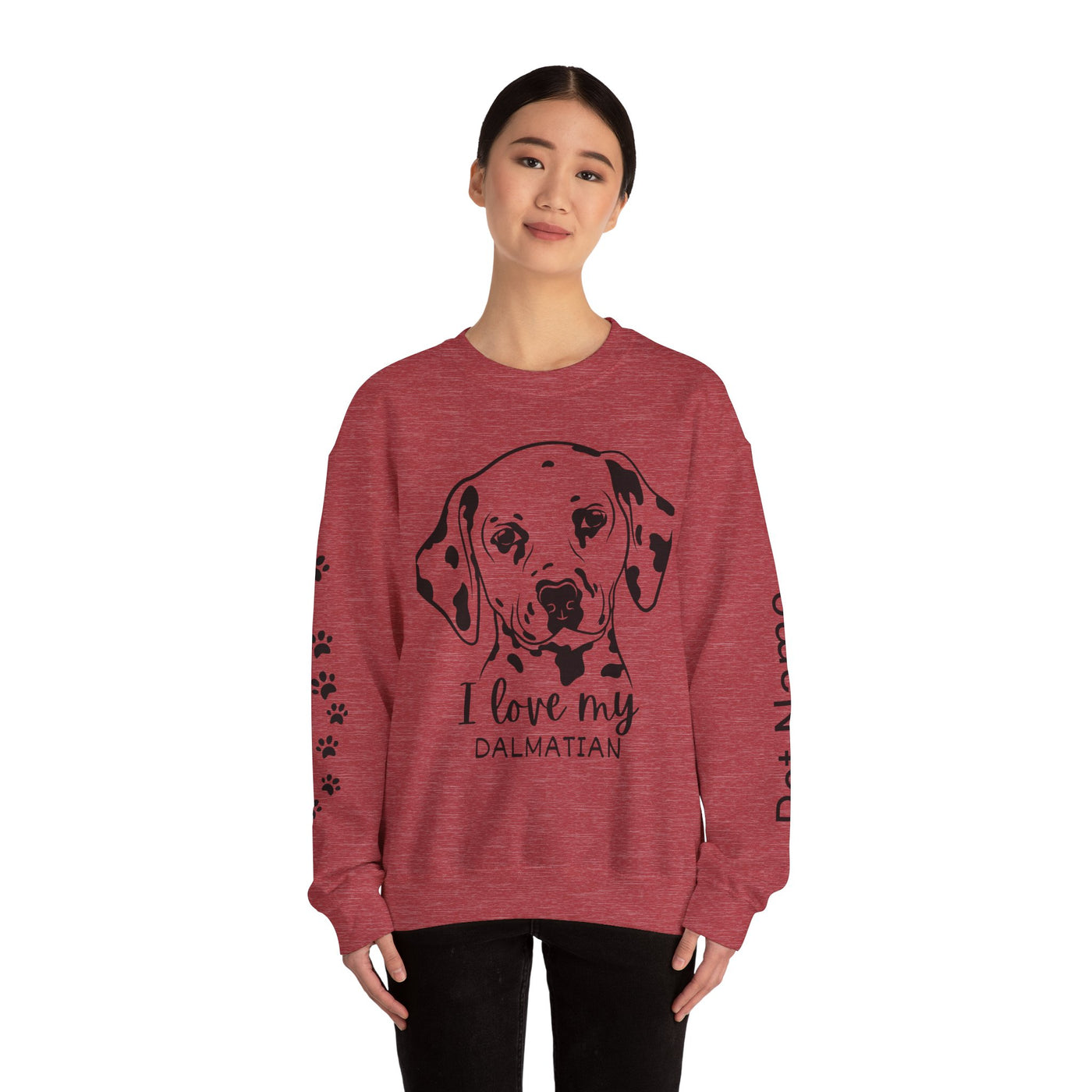 Damatian Dog Lover Sweatshirt, Pet's Name Personalized Gift Idea, Frenchie Dog Owner Apparel, Custom Dog Paw Print Jumper, Comfy Crewneck