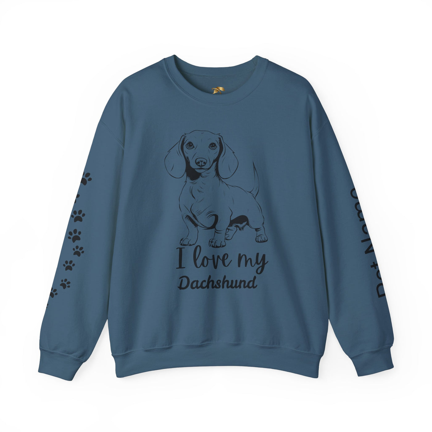 Dachshund Dog Lover Sweatshirt, Pet's Name Personalized Gift Idea, Dachshund Dog Owner Apparel, Custom Dog Paw Print Jumper, Comfy Crewneck - NOTALIFY