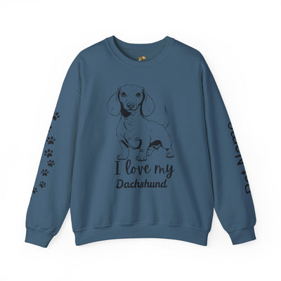 Dachshund Dog Lover Sweatshirt, Pet's Name Personalized Gift Idea, Dachshund Dog Owner Apparel, Custom Dog Paw Print Jumper, Comfy Crewneck - NOTALIFY