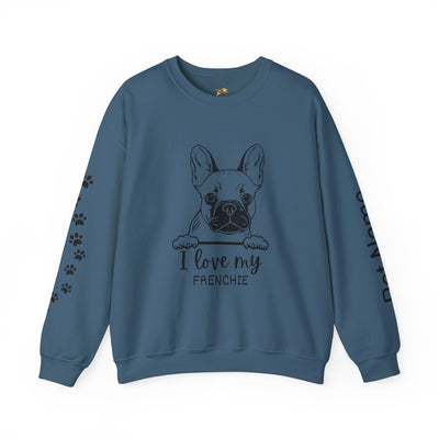 Frenchie Dog Lover Sweatshirt, Pet's Name Personalized Gift Idea, Frenchie Dog Owner Apparel, Custom Dog Paw Print Jumper, Comfy Crewneck