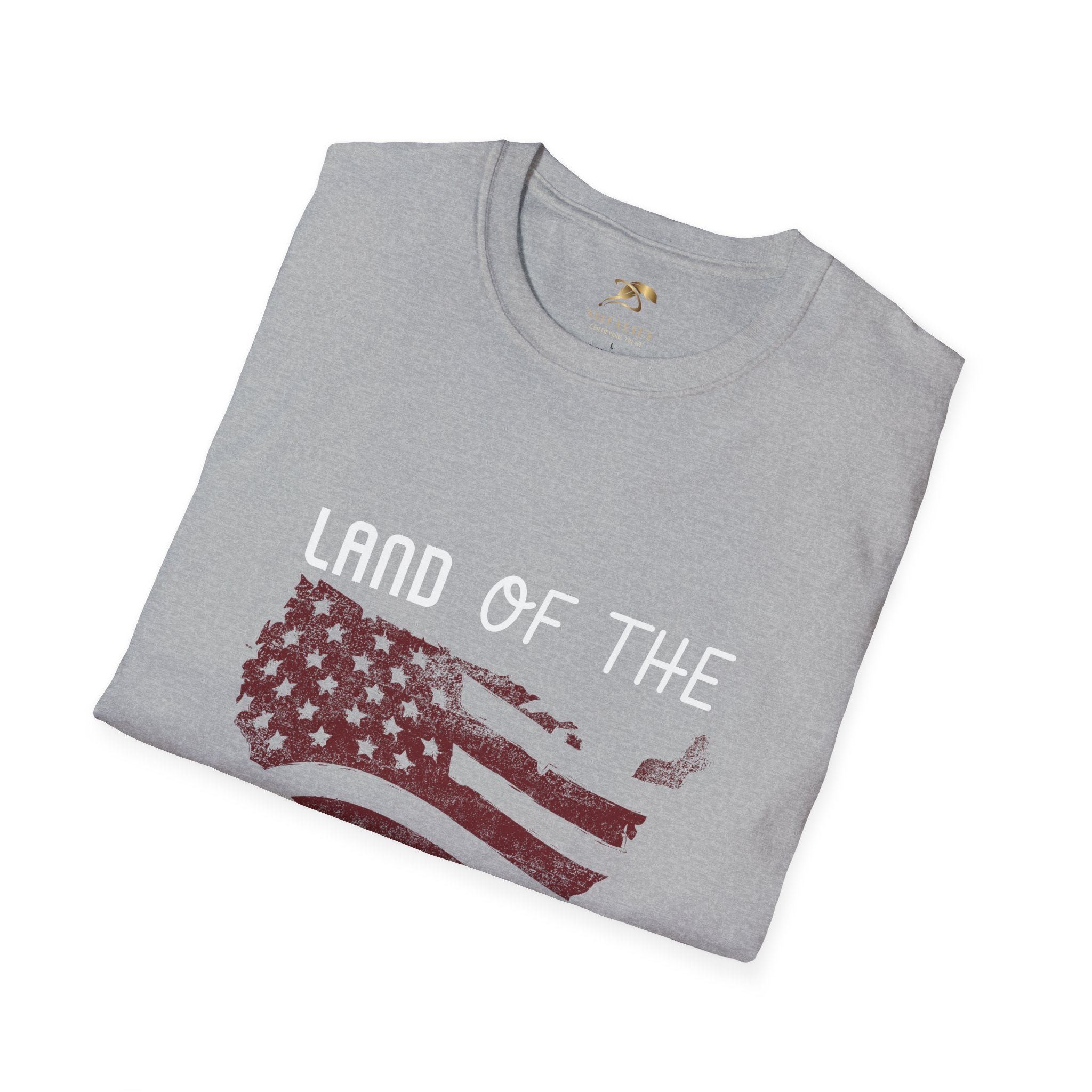 Unisex Patriotic Party T-Shirt for 4th of July celebrations featuring American flag design on soft grey fabric.