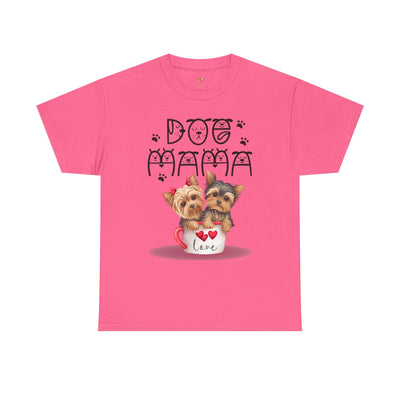 Dog Mama Unisex Tee with playful dog print design, perfect gift for pet lovers.