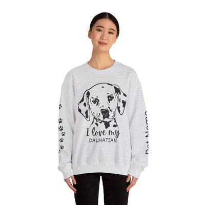 Damatian Dog Lover Sweatshirt, Pet's Name Personalized Gift Idea, Frenchie Dog Owner Apparel, Custom Dog Paw Print Jumper, Comfy Crewneck