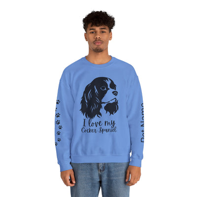 Cocker Spaniel Sweatshirt, Pet's Name Personalized Gift Idea, Cocker Spaniel Dog Owner Apparel, Custom Dog Paw Print Jumper, Comfy Crewneck - NOTALIFY