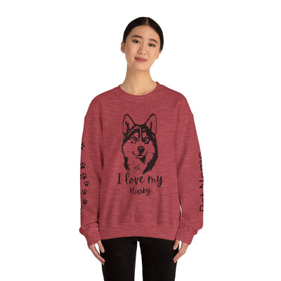 Husky Lover Sweatshirt, Pet's Name Personalized Gift Idea, Husky Dog Owner Apparel, Custom Dog Paw Print Jumper, Comfy Crewneck - NOTALIFY