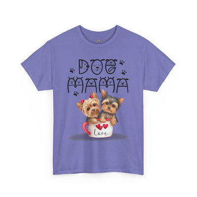 Dog Mama Unisex Tee with playful puppy print, perfect for dog lovers and pet parents.