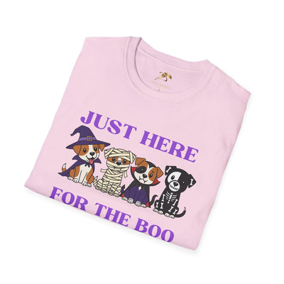 NOTALIFY Just Here for the Boo Dog Halloween TEE | Cute Puppy Costume | Soft Cotton | Fun Fall Outfit for Kids & Adults