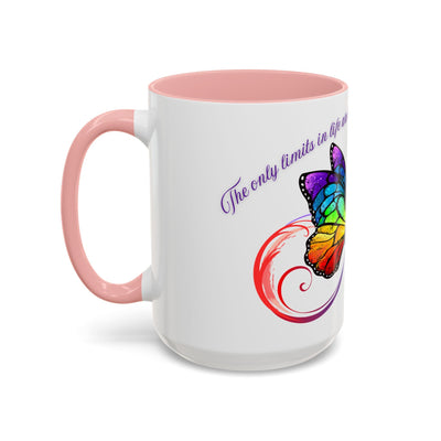 Inspirational Butterfly Coffee Mug with vibrant butterfly design and motivational quote, perfect for gifting and daily use.