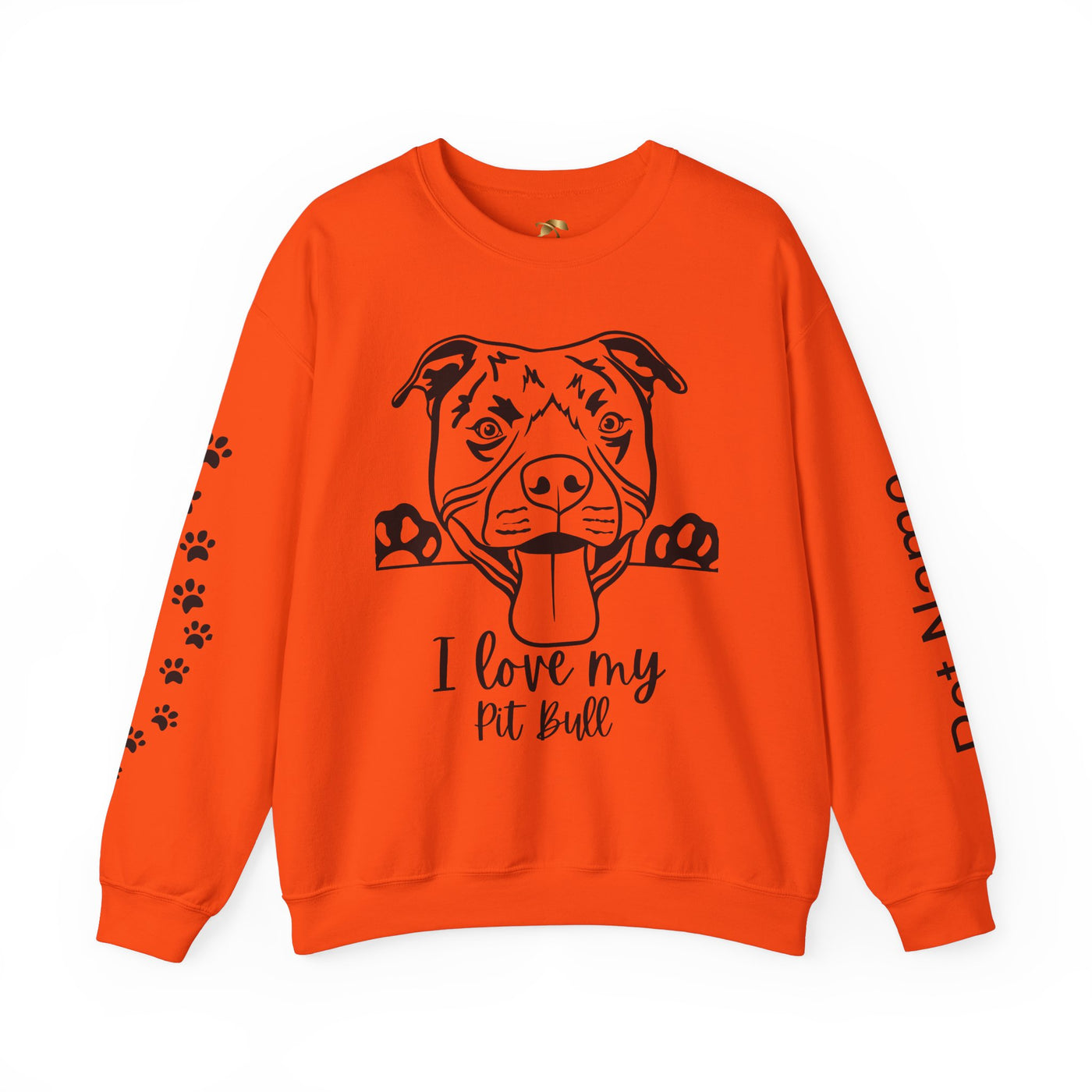 Pit Bull Lover Sweatshirt, Pet's Name Personalized Gift Idea, Pit Bull Dog Owner Apparel, Custom Dog Paw Print Jumper, Comfy Crewneck - NOTALIFY