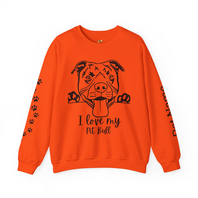 Pit Bull Lover Sweatshirt, Pet's Name Personalized Gift Idea, Pit Bull Dog Owner Apparel, Custom Dog Paw Print Jumper, Comfy Crewneck - NOTALIFY