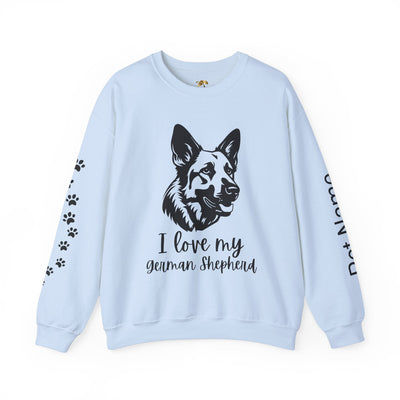German Shepherd Lover Sweatshirt, Pet's Name Personalized, German Shepherd Dog Owner Apparel, Custom Dog Paw Print Jumper, Comfy Crewneck - NOTALIFY