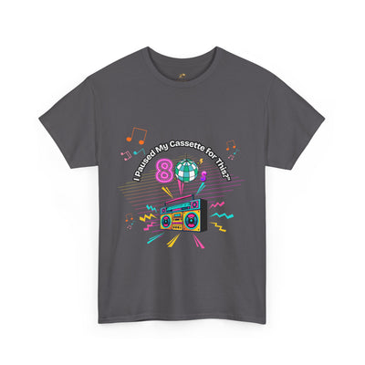 Retro Cassette Tape Unisex Heavy Cotton Tee, Vintage Music Lover Shirt, 80s Nostalgia Graphic Tee, Pause Cassette Player Shirt, Mixtape Fan - NOTALIFY