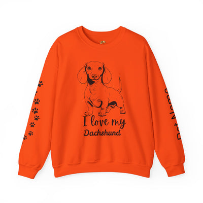 Dachshund Dog Lover Sweatshirt, Pet's Name Personalized Gift Idea, Dachshund Dog Owner Apparel, Custom Dog Paw Print Jumper, Comfy Crewneck - NOTALIFY