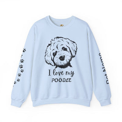 Poodle Dog Lover Sweatshirt, Pet's Name Personalized Gift Idea, Poodle Dog Owner Apparel, Custom Dog Paw Print Jumper, Comfy Crewneck - NOTALIFY