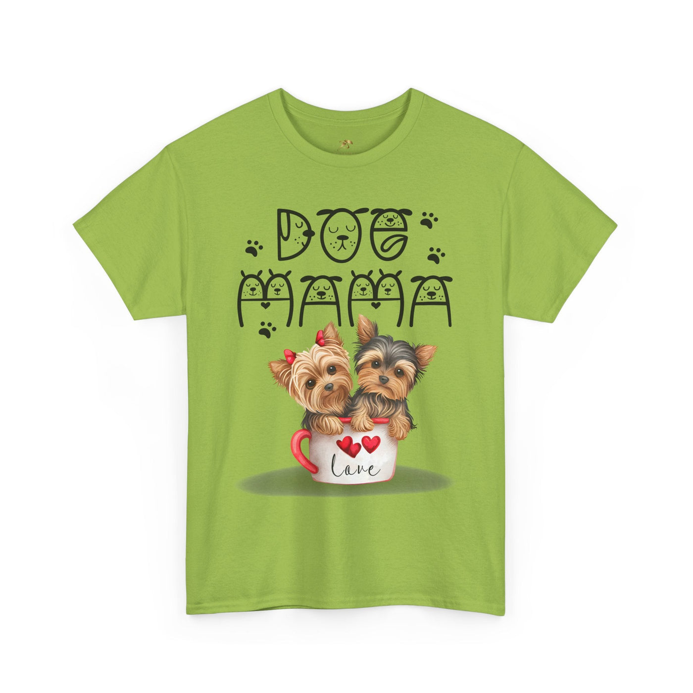 Dog Mama Unisex Tee with puppy print design, perfect dog lover gift.