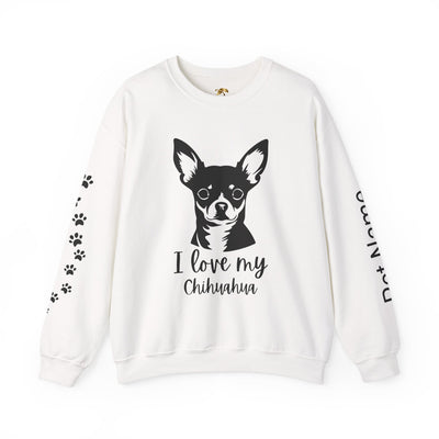 Chihuahua Lover Sweatshirt, Pet's Name Personalized Gift Idea, Chihuahua Dog Owner Apparel, Custom Dog Paw Print Jumper, Comfy Crewneck - NOTALIFY