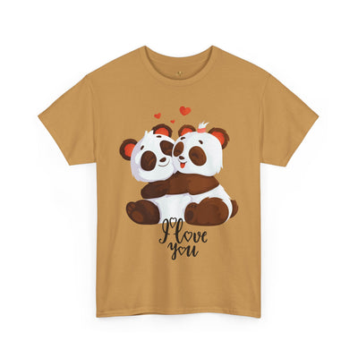 Romantic Panda Tee, Romantic Graphic T-shirt, two panda bears hugging each other with an I love you message - NOTALIFY