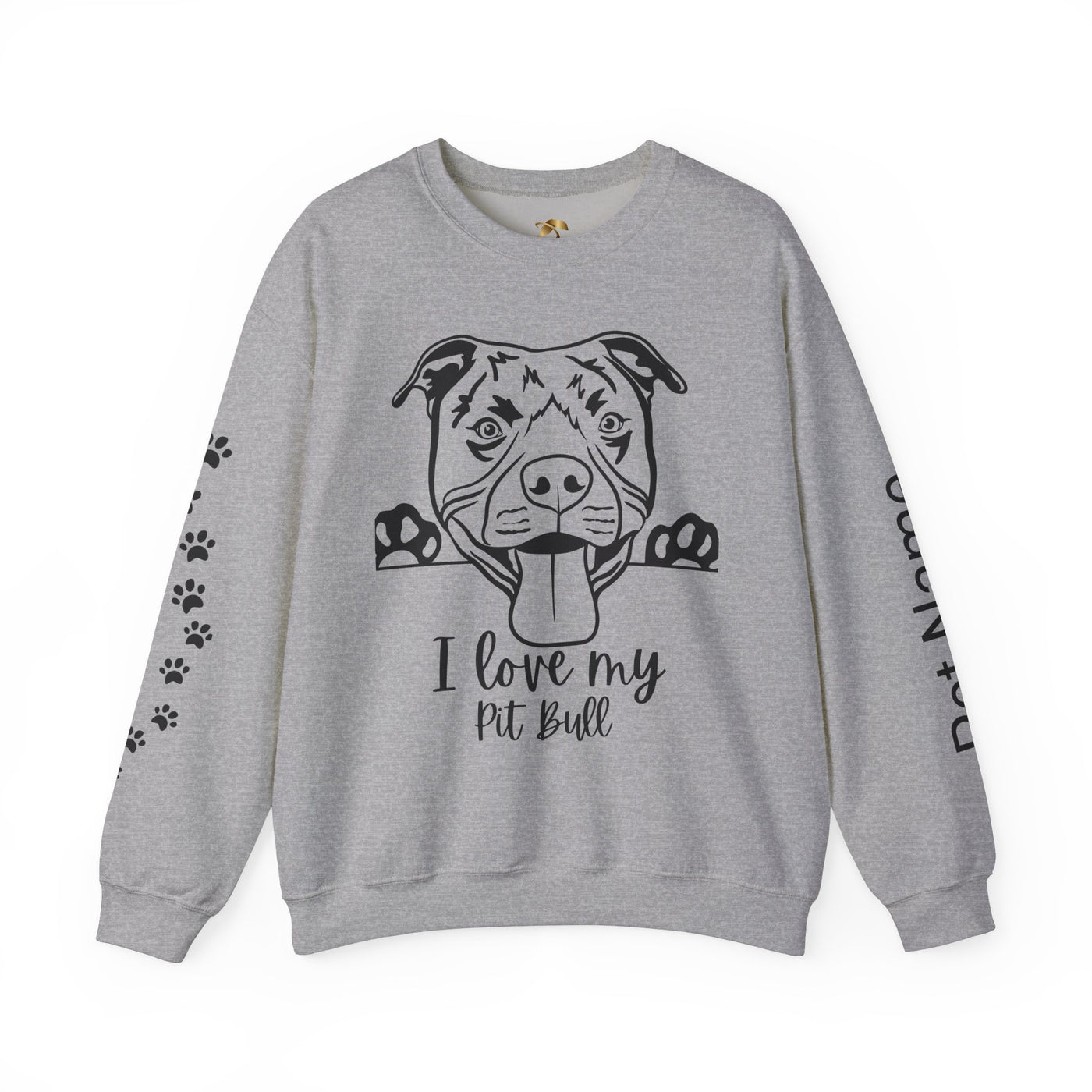 Pit Bull Lover Sweatshirt, Pet's Name Personalized Gift Idea, Pit Bull Dog Owner Apparel, Custom Dog Paw Print Jumper, Comfy Crewneck - NOTALIFY