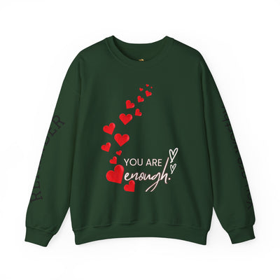 You are Enough Hearts Love Sweatshirt - Unisex Heavy Blend Crewneck, Gift for Him Her, Ultimate Comfort, Every Season, Unisex Sweatshirt - NOTALIFY