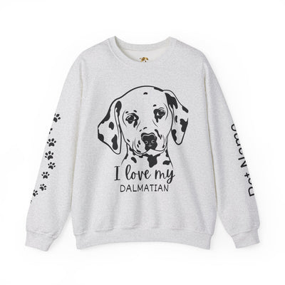 Damatian Dog Lover Sweatshirt, Pet's Name Personalized Gift Idea, Frenchie Dog Owner Apparel, Custom Dog Paw Print Jumper, Comfy Crewneck