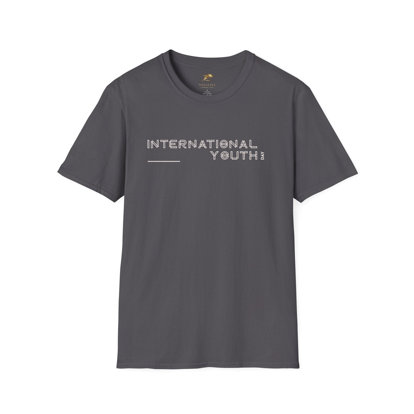 International Youth Day unisex softstyle gray t-shirt with classic fit and crew neckline made of 100% ring-spun cotton