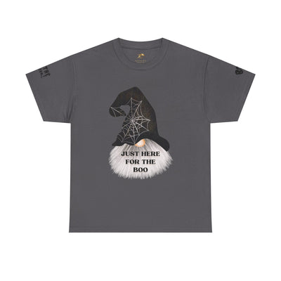 NOTALIFY Halloween Just Here for the Boo Graphic Tee, Spooky T-Shirt, Fun Fall Apparel, Unisex Halloween Tee, Gnome & Bats